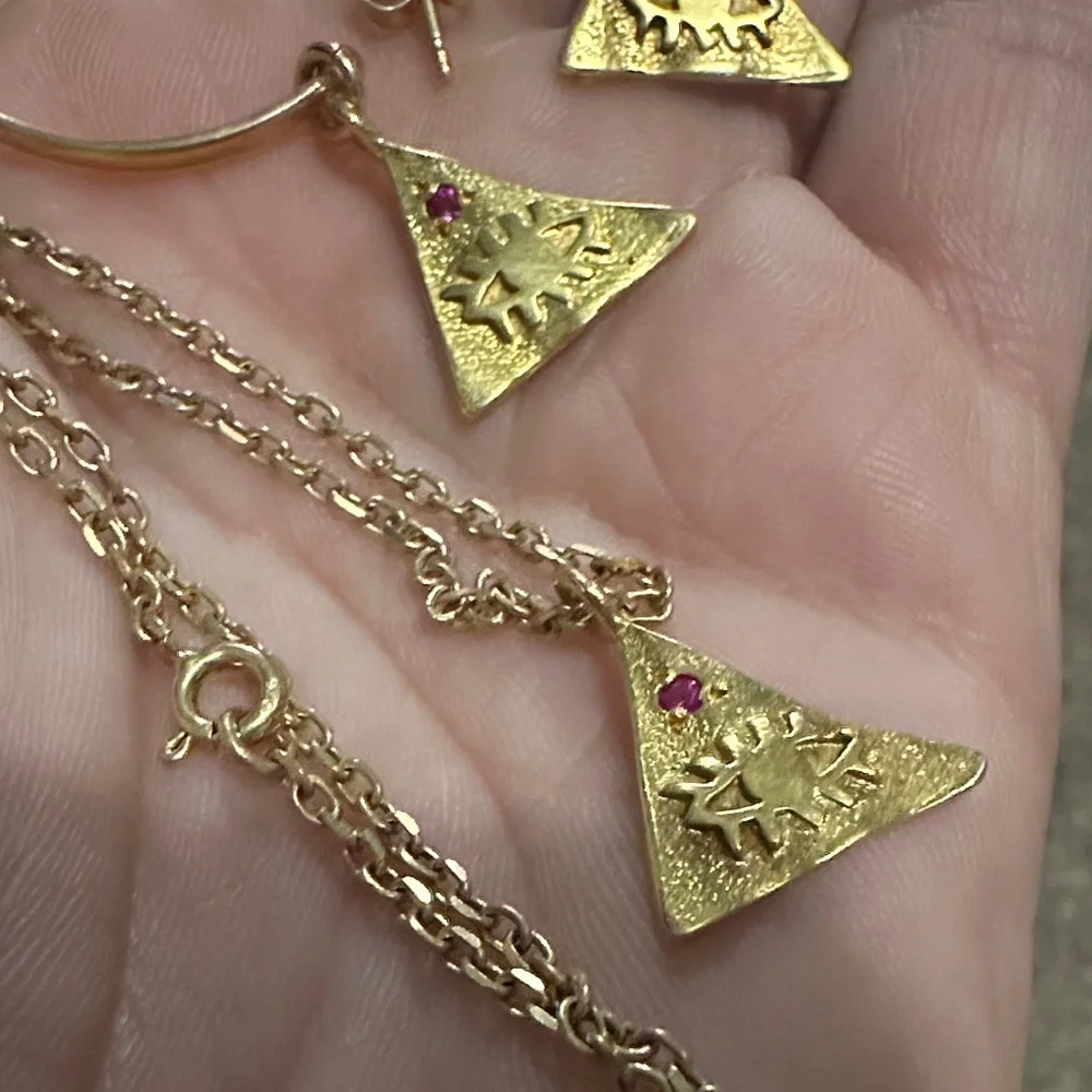 925 Hermina Ruby Earrings and Necklace Set